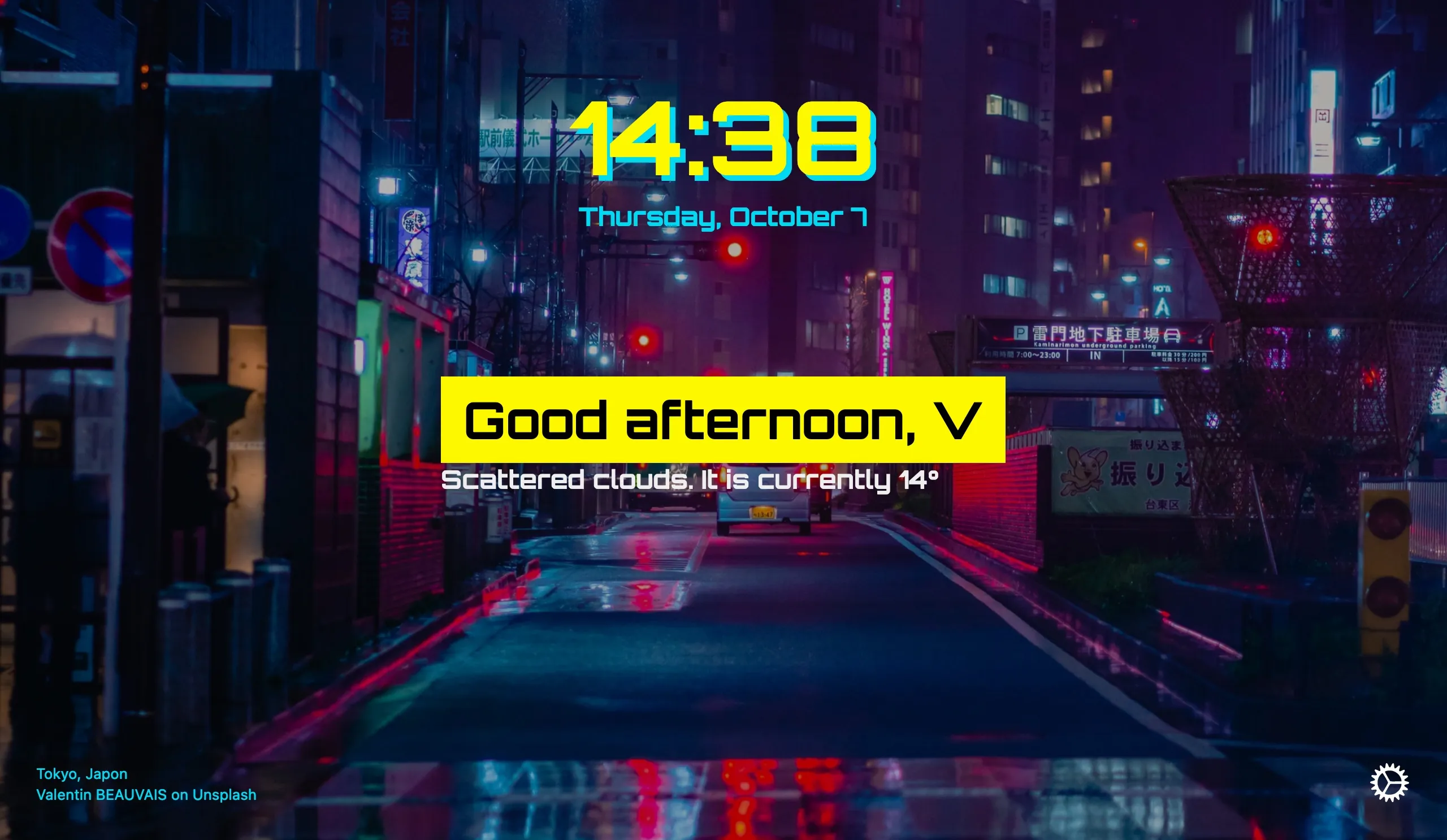 Cyberpunk 2077 Bonjourr theme