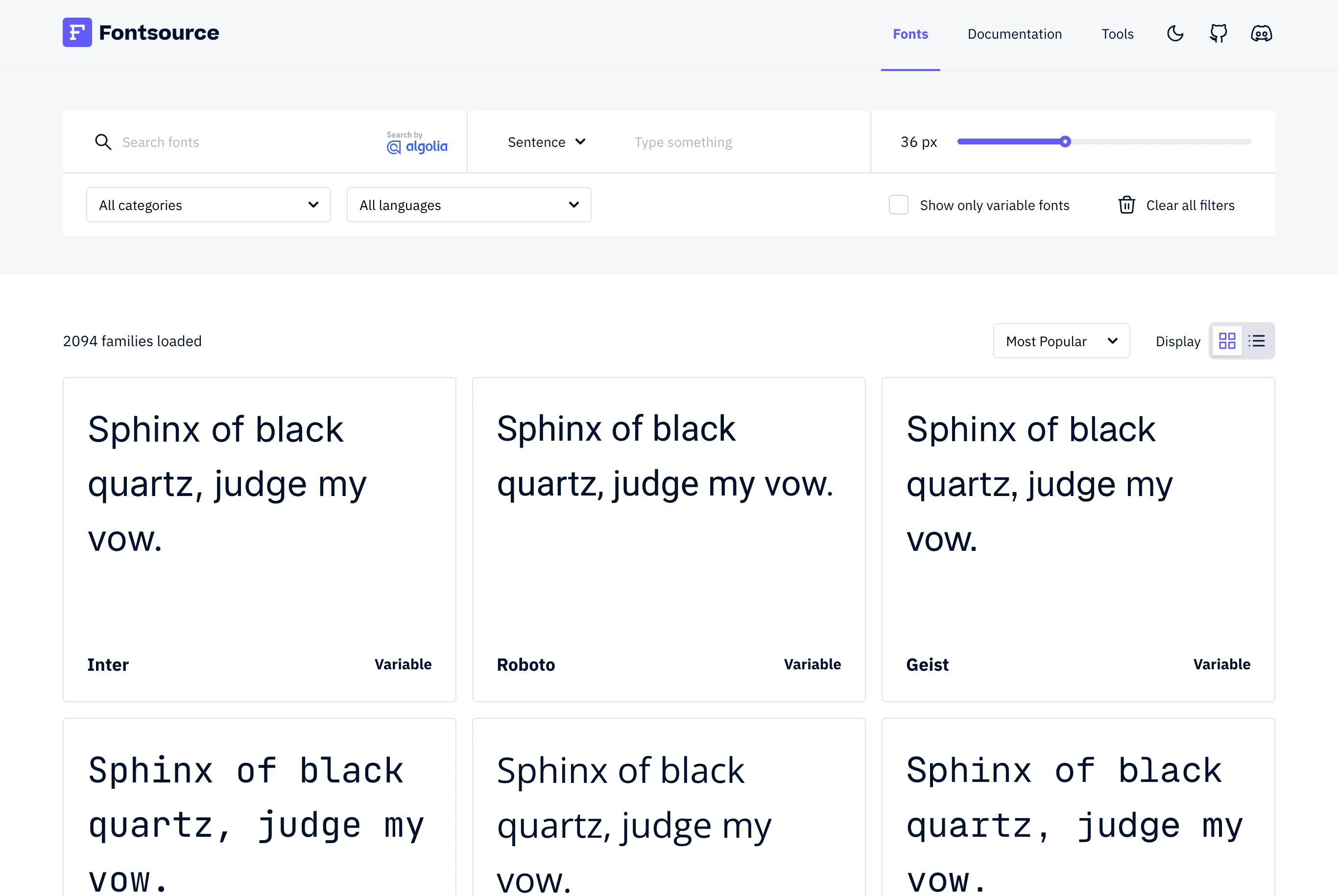 Preview Bonjourr's fonts from Fontsource