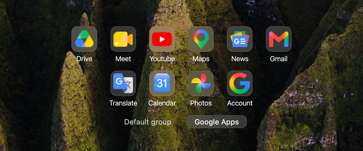 Quick links with frosted glass background