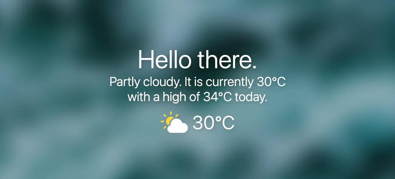 Lightly customised weather and greetings widget in Bonjourr