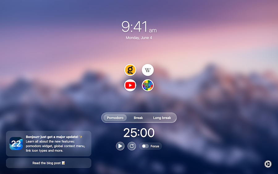  Bonjourr 22: pomodoro timer, new look, right click menu & (much) more!